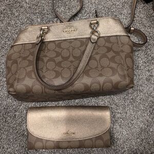 Rose gold coach purse and wallet